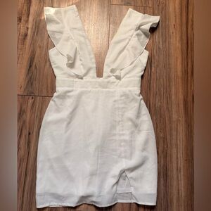 Superdown White Backless Ruffle Dress